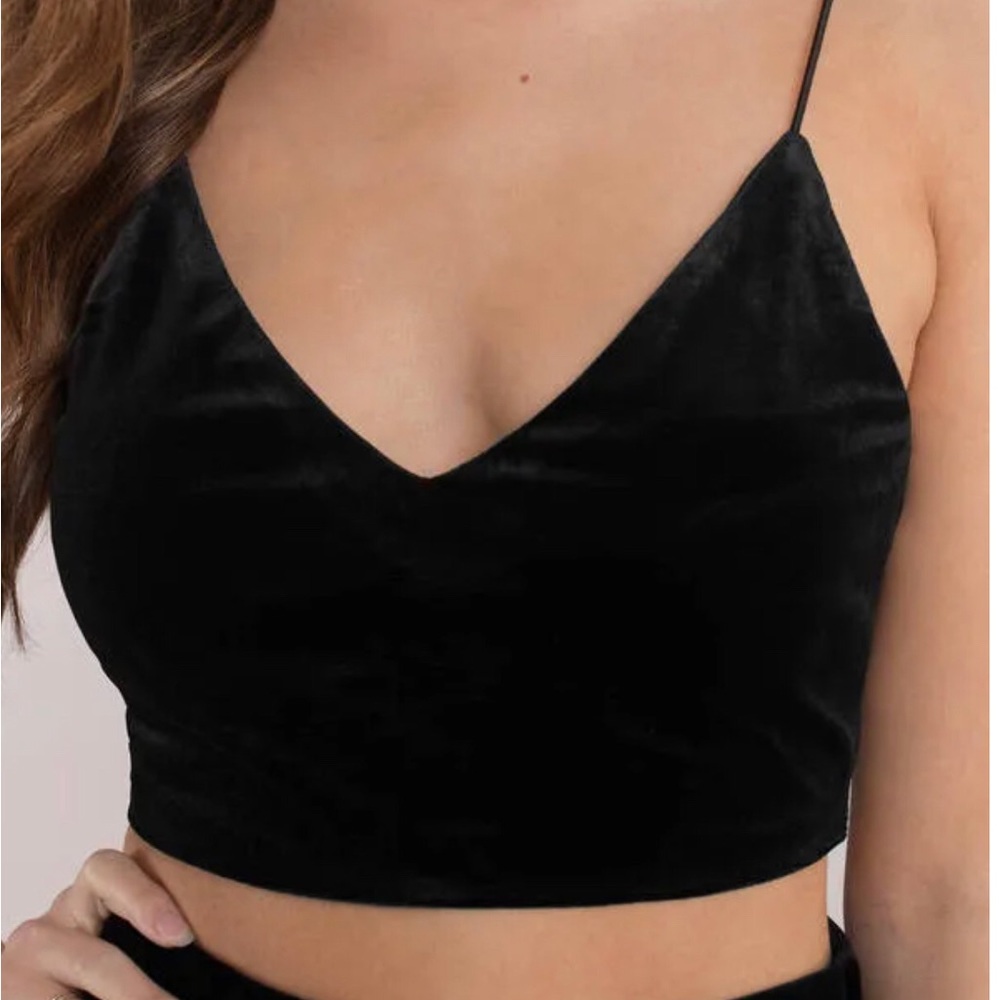 Tobi Love You Always Black Velvet Crop Top!